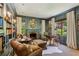 Cozy den with built-in bookshelves, a fireplace, and large windows at 2648 Rivers Nw Rd, Atlanta, GA 30305