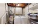 Basement laundry area features washer, dryer, and water heater for your convenience at 4172 Whispering Forest Ct, Lilburn, GA 30047