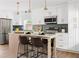 Beautiful kitchen featuring an island with barstool seating, stainless steel appliances and pendant lights at 2086 Harold Se Ave, Smyrna, GA 30080