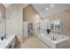 Bathroom with vaulted ceiling, separate shower and soaking tub at 3110 Royal Troon, Woodstock, GA 30189