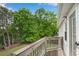 Wooden deck features wooden railing overlooking lush green yard and mature trees at 3110 Royal Troon, Woodstock, GA 30189