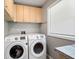 Efficient laundry room equipped with modern washer, dryer, and cabinetry for optimal storage and convenience at 4284 Carlos Ct, Powder Springs, GA 30127
