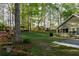 Expansive backyard with lush greenery, mature trees, and a wooded view at 2380 Emerald Dr, Loganville, GA 30052