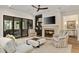 Beautiful living room featuring a fireplace, tv, ceiling fan, comfortable seating, and an outside view at 284 Hook St, Alpharetta, GA 30009