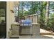 Outdoor kitchen area featuring a built-in grill, brick surround, and ample counter space for outdoor entertaining at 284 Hook St, Alpharetta, GA 30009