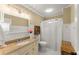 Bathroom featuring a granite countertop, and shower with a curtain at 4813 Fernie Ne Ct, Marietta, GA 30068