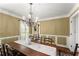 Spacious dining room featuring a chandelier, wainscoting, and access to the backyard at 4813 Fernie Ne Ct, Marietta, GA 30068