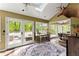 Bright sunroom with access to an outdoor deck, featuring a beverage station and bar seating at 4813 Fernie Ne Ct, Marietta, GA 30068