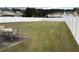 Large fenced backyard with well-maintained lawn and patio area perfect for outdoor relaxation at 5840 Harrier Ln, Atlanta, GA 30349