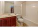 The bathroom has a vanity, toilet, tub, and shower at 5840 Harrier Ln, Atlanta, GA 30349