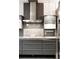 Modern kitchen area with gray cabinets and drawers and stainless-steel appliances at 1121 Dawn View Nw Ln, Atlanta, GA 30327
