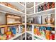 Well-organized pantry with shelving, showcasing ample storage for food items and kitchen appliances at 3875 Grandview Manor Dr, Cumming, GA 30028