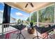 Relaxing covered patio with chairs, a table, and an outdoor view at 3875 Grandview Manor Dr, Cumming, GA 30028