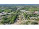 Beautiful aerial view of a residential area, highlighting a home with a large yard surrounded by lush greenery at 110 Legion Dr, Buford, GA 30518