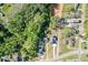 Aerial view of a large property, highlighting a swimming pool, expansive yard, and surrounding mature trees at 110 Legion Dr, Buford, GA 30518