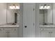 Dual sink vanity with granite countertops and sleek fixtures in a neutral bathroom at 110 Legion Dr, Buford, GA 30518