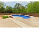 Fenced backyard with in-ground pool, patio, and mature landscaping at 51 Sagemont Ct, Acworth, GA 30101