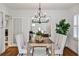 Open dining area with hardwood floors, a modern chandelier, and easy access to the living room at 1362 Briarcliff Ne Rd, Atlanta, GA 30306