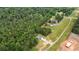 An aerial view showcasing the homesite amidst lush greenery and surrounding trees at 220 Rocky Point Rd, Covington, GA 30014