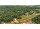 An aerial view highlighting the surrounding wooded acreage and homesites at 220 Rocky Point Rd, Covington, GA 30014