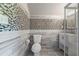 Bathroom featuring decorative tile, a glass shower, toilet and vanity at 345 Etheridge Rd, Auburn, GA 30011
