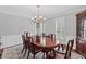Dining room featuring hardwood floors, wainscoting and decorative light fixture at 3521 Jefferson Township Pkwy, Marietta, GA 30066