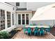 Backyard featuring a brick patio and sunroom with multiple windows and a dining set at 4213 Schooner Ne Ct, Roswell, GA 30075