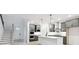 Well-lit kitchen features gray cabinets, stainless appliances, a central island, and staircase access at 2340 Ellis Mountain Dr, Marietta, GA 30064