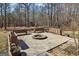 Spacious backyard featuring a stone fire pit area with benches for outdoor entertaining at 283 Rosebay Ln, Sharpsburg, GA 30277