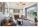 Cozy living room features a fireplace, comfortable seating, and natural light from large windows at 3704 Wilkins Cir, Powder Springs, GA 30127