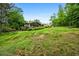 Scenic view of the backyard with a well-maintained lawn, mature trees, and an inviting deck at 3865 Adams Rd, Cumming, GA 30041