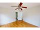 Cozy bedroom with hardwood floors and a ceiling fan for added comfort at 645 Woodwind Dr, Rockmart, GA 30153