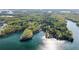 Picturesque aerial view of a lake surrounded by lush greenery and boathouses on the water at 7305 Breeze Bay Rd, Cumming, GA 30041