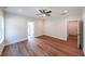 Large main bedroom with wood floors, ceiling fan, and neutral decor at 82 Lexie Court, Rockmart, GA 30153