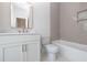 Clean bathroom with a modern vanity, bathtub, and elegant fixtures at 560 Fisher Dr # 48, Alpharetta, GA 30009
