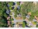 An aerial view showcasing the property's location in a neighborhood with mature trees and well-maintained streets at 2009 Westside Ln, Woodstock, GA 30189