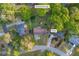Aerial view of the property with a detached garage, showcasing the layout and approximate lot size of 0.48 acres at 2027 Kensington High Sw St, Lilburn, GA 30047
