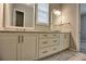 Elegant bathroom with double vanity, marble floors and modern fixtures at 6603 Sterling Dr, Atlanta, GA 30328