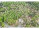 Aerial view showcases a house with a blue pool, enveloped by dense green trees in a serene, natural setting at 1484 W Prospect Dr, Lawrenceville, GA 30043