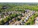 A picturesque aerial view of a well-planned neighborhood with mature trees and manicured lawns at 975 Garden Crossing Ln, Cumming, GA 30040
