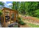 Backyard chicken coop with outdoor seating, garden beds and landscaping at 3603 Allpoint Dr, Marietta, GA 30062