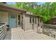 Inviting front porch with a beautiful blue door, wooden deck, and charming details at 3603 Allpoint Dr, Marietta, GA 30062
