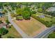 A nice aerial view of a vacant lot in a wooded residential neighborhood, perfect for building a dream home at 1312 Harbins Rd, Dacula, GA 30019