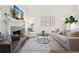 Comfortable living room boasts a fireplace with a TV, stylish seating, and a neutral color palette at 2525 Ashton Dr, Roswell, GA 30076
