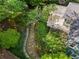 Aerial view of a lush backyard with a stone path leading to a deck and patio at 446 Harold Ne Ave, Atlanta, GA 30307
