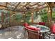 Enclosed sunroom with transparent ceiling, ceiling fan, stone wall, and an arrangement of outdoor furniture and decor at 446 Harold Ne Ave, Atlanta, GA 30307