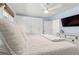 Well-lit bedroom features a mounted television and white closet doors at 1301 Amanda Cir, Decatur, GA 30033