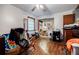 Bedroom with hardwood floors and an open doorway to a bathroom at 2680 Irene Dr, Marietta, GA 30066