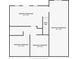 Floor plan of unfinished basement showing dimensions of 4 separate areas and the stairwell at 1611 Threepine Pl, Lilburn, GA 30047