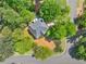 Top down aerial view of this house situated on corner lot in a mature neighborhood at 3585 Legacy Trce, Alpharetta, GA 30022